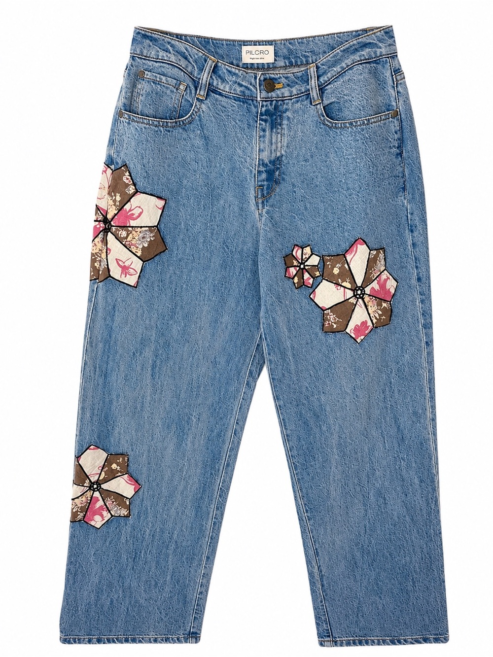 Pilcro Anthropologie Boyfriend Baggy High Rise Patchwork Jeans Size 26 Boho